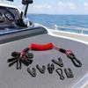Outboard Boat Stop Cord Set with Stretch TPU Lanyard, 7 Key Clips and Hook Clip for Routine Engine Operation and Travel