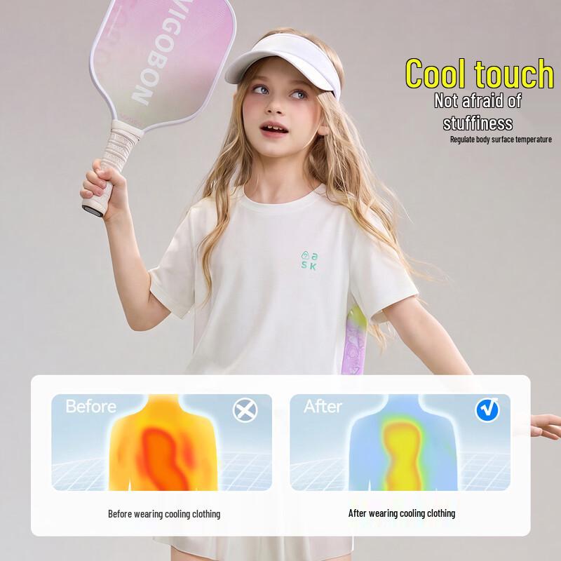 ASK JUNIOR Girls  Ice-Feel Sun Protection Short-Sleeve T-Shirt 130