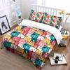 Cartoon Bear Faces Pattern Bedding Duvet Cover Set  (1*Duvet Cover 2*Pillowcases, Without Duvet Insert)