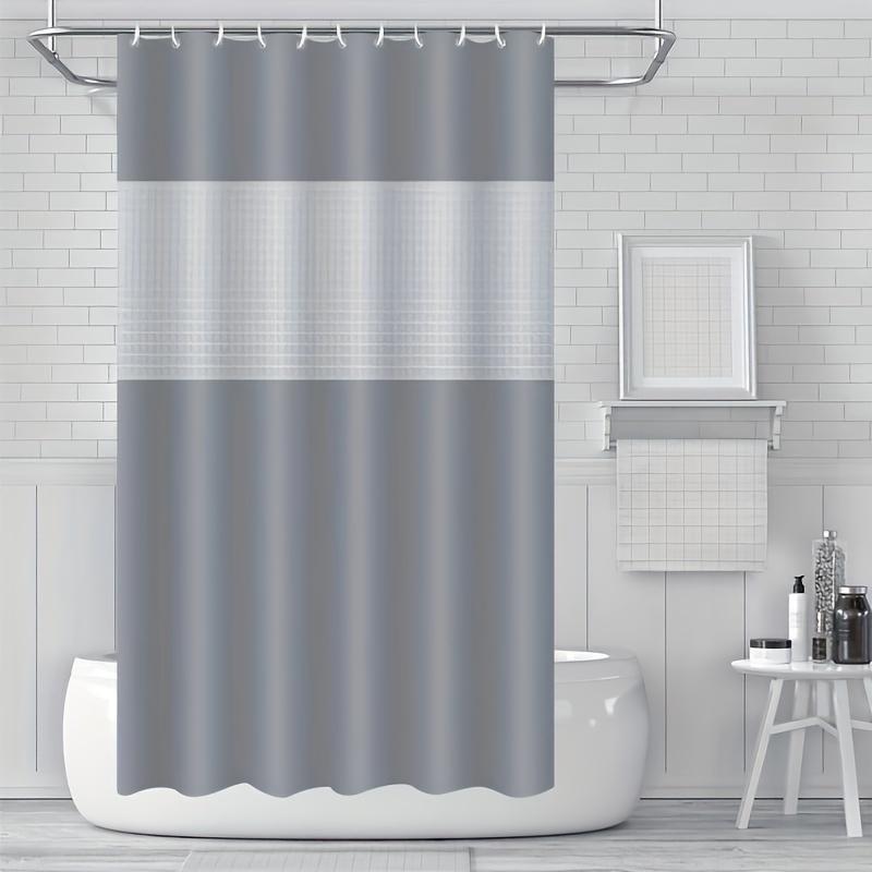 Cortina de Ducha Moderna de Doble Cara, Tejido Denso y Centro de Gofre Transparente, Repelente al Agua y Elegante, 12 Ganchos Incluidos