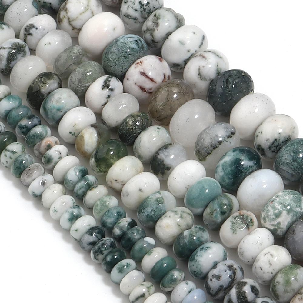 Natural Stone Beads 4 6 8mm Tree Pattern Abacus Flat Round Loose Spacer Beads For Jewelry Making DIY Bracelets Necklace Supplies
