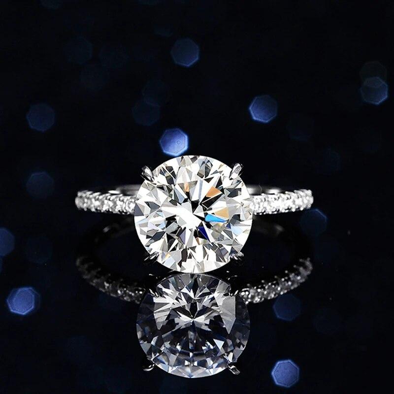 White Gold Plated 5ct Genuine Moissanite Solitaire Ring for Women Brilliant Cut 100% Solid Silver Wedding Womans Ring GRA