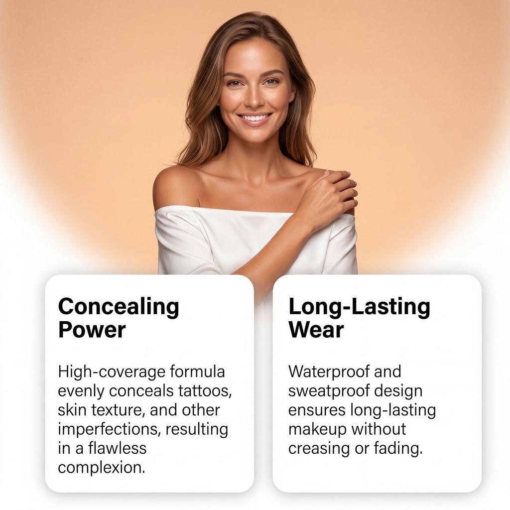 Zephoco Bronze Body Concealer Cream, Natural Skin Tone Coverage, Long-Lasting Flawless Finish, Waterproof & Sweatproof, Oil-Control 100ml