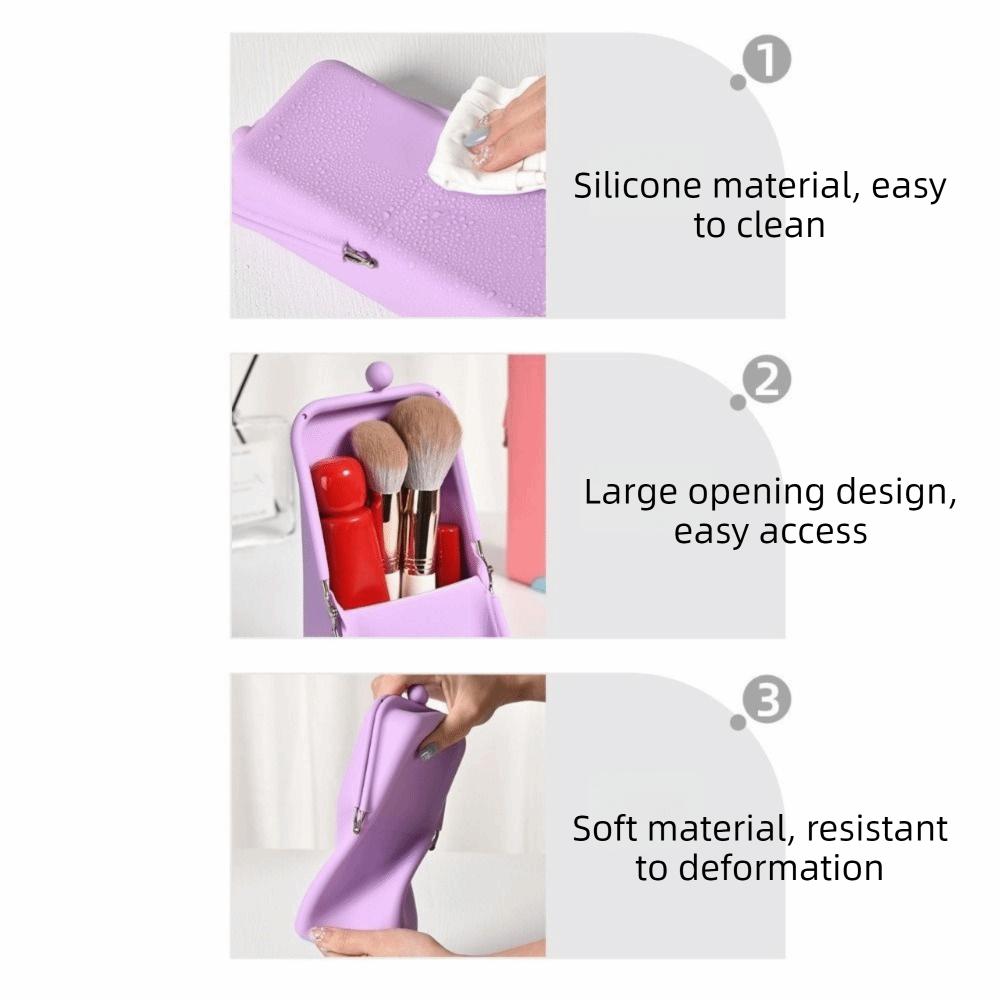 Vertical Makeup Brush Storage Bag Silicone Toiletry Storage Box Cosmetic Brushes Bag for Home