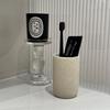 Japanese Style Ceramic Cup Set Hotel Home Bathroom - 280ml Sand Color Toothbrush Holder With Bamboo Tray