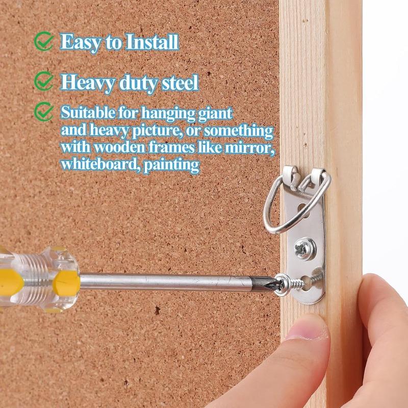 8 sad praktických robustních D-kroužkových rámů na malířský stojan s 3otvorovým nástěnným stylem z nerezové oceli a bezšroubovými závěsnými sadami