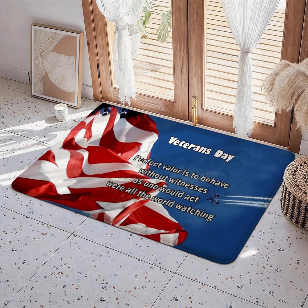 

Holiday H Veterans Floor Mat Eco Flannel Doormat Non Slip Odorless Indoor Floor Rug Soft Short Plush Home Mat 50x80cm