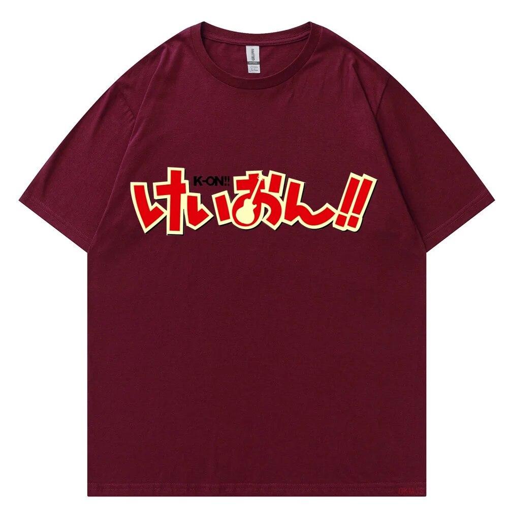 T-Shirt Unisex k-on Grafik weißes T-Shirt Vintage Grunge Japan T-Shirt Grafikästhetik Übergroßes Baumwoll-Kurzarm-T-Shirt T-Shirt