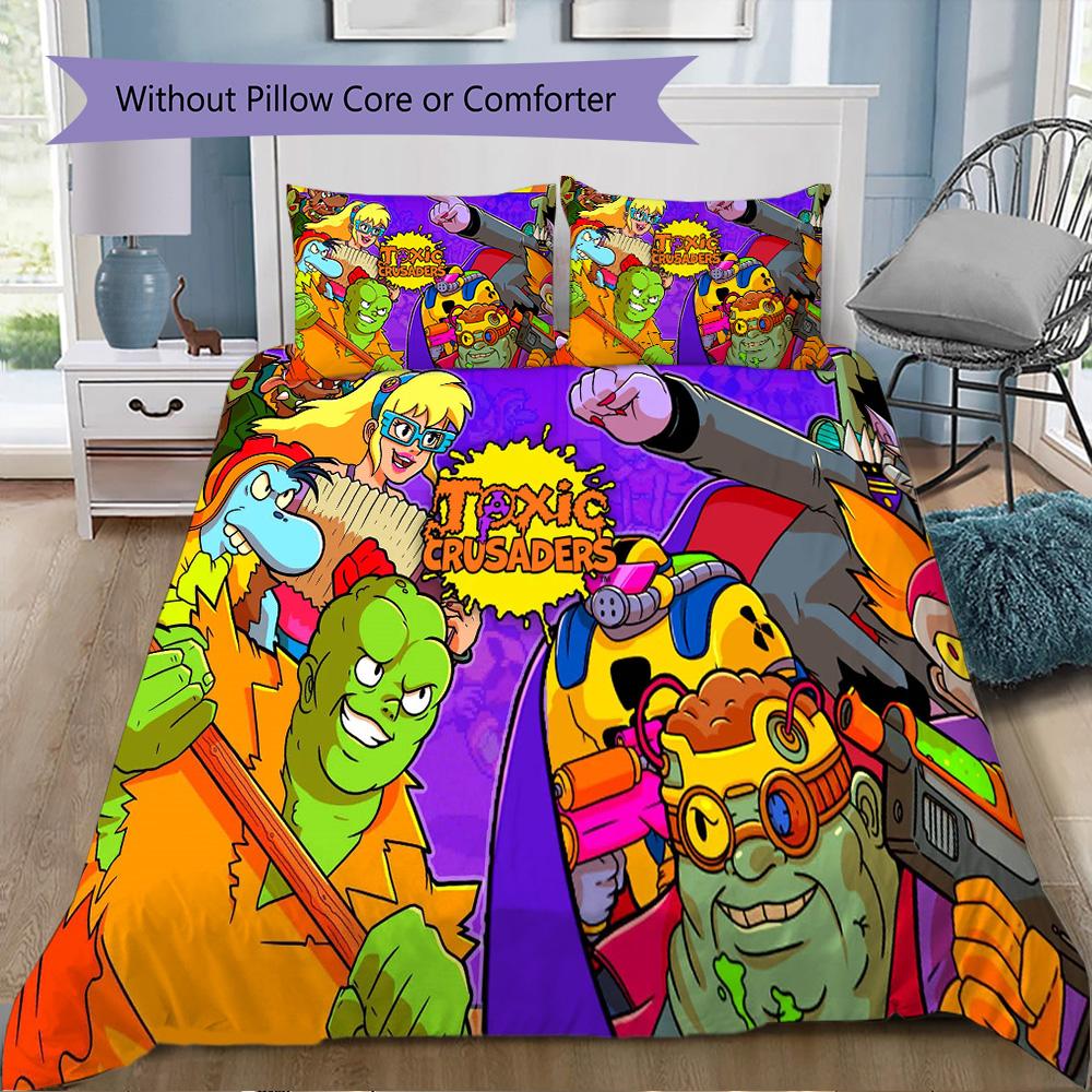 Toxic Crusaders Pattern Bedding,Quilt Set Quilt Cover Pillowcase Home Birthday Gift (1*duvet cover+2*pillowcase,without core)ASJT261020021