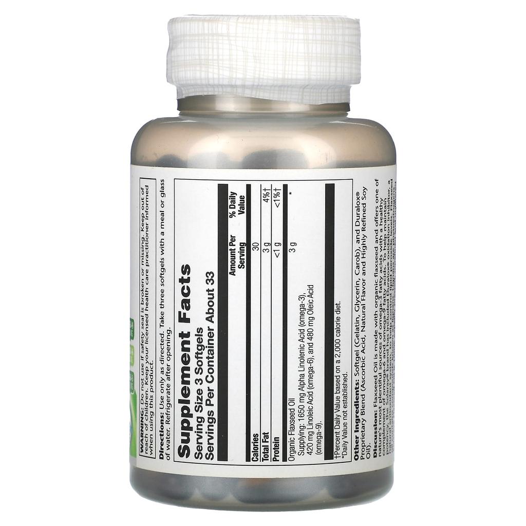 Flaxseed Oil, 100 Softgels (333Mg per softgel)