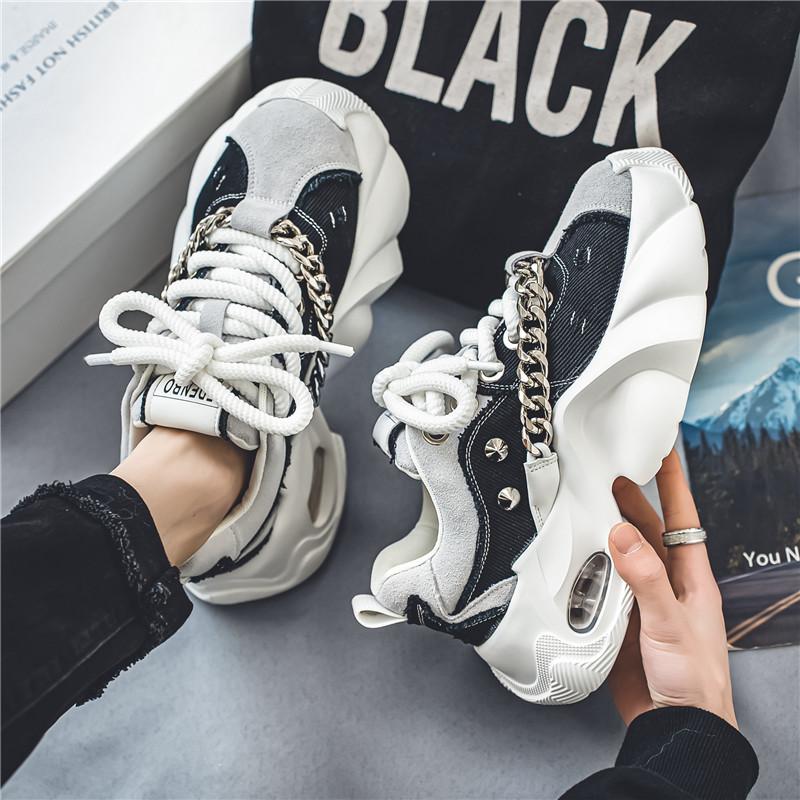 

Мужская обувь 2024 года, новая мода, универсальная, комфортная, с толстой подошвой из ткани, модный тренд, спортивная и досуговая обувь 39