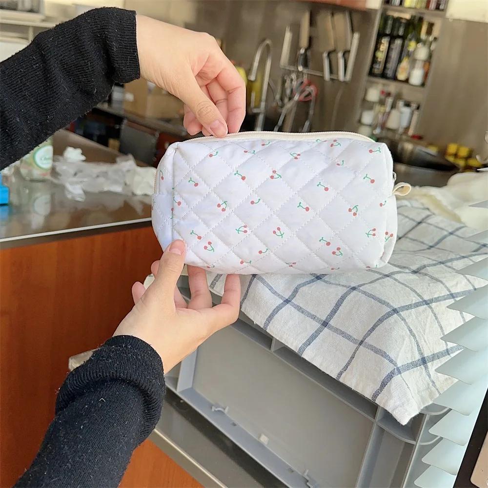 1 Piece Ins Sweet Pencil Case for Student Cartoon Bear Floral Bunny Makeup Bag Portable Large Capacity Stationery Storage Bag