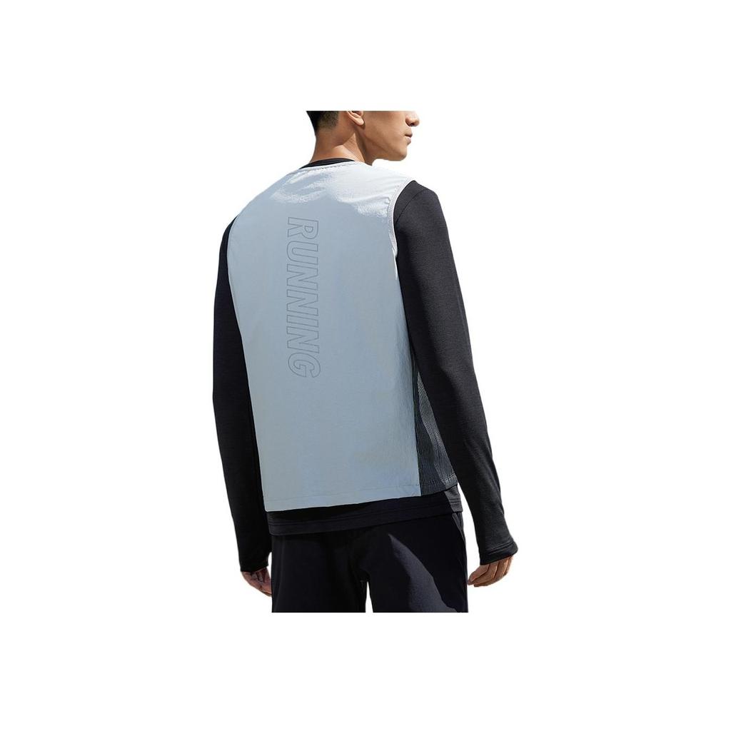 Anta Letter Print Large Pocket Zipper Woven Sports Vest Men Vests Gray 152215605-1