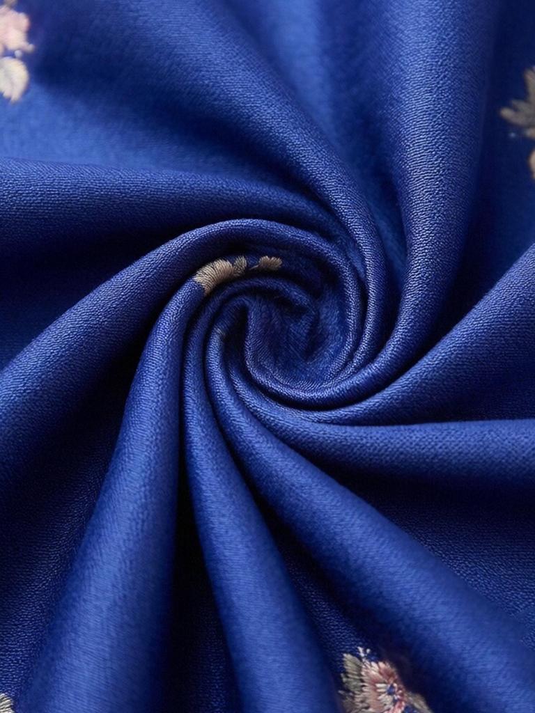 Girls' dress, blue, round neck, suitable for ages 4-7