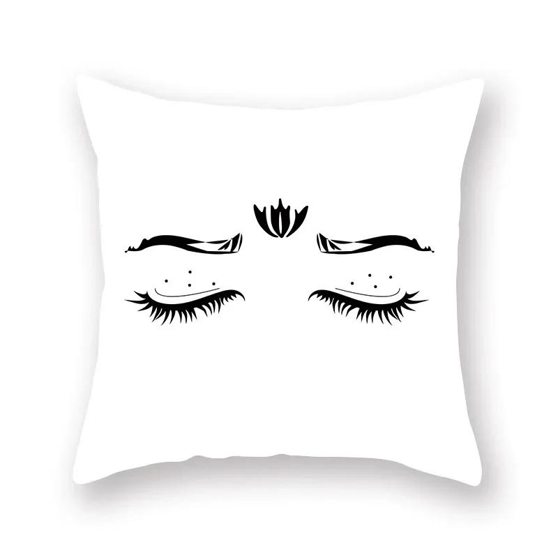 45x45cm Fashion Black Grey Lip Eye Print Pattern Pillow Case Home Living Room Sofa Decoration Cushion Cover