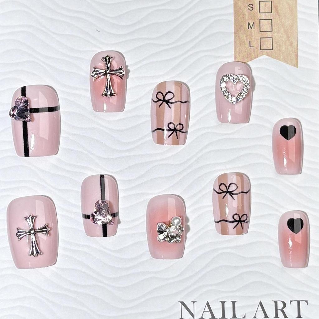 2025 Chrome Hearts Diamond-Studded Cross & Bow Nail Art Patches