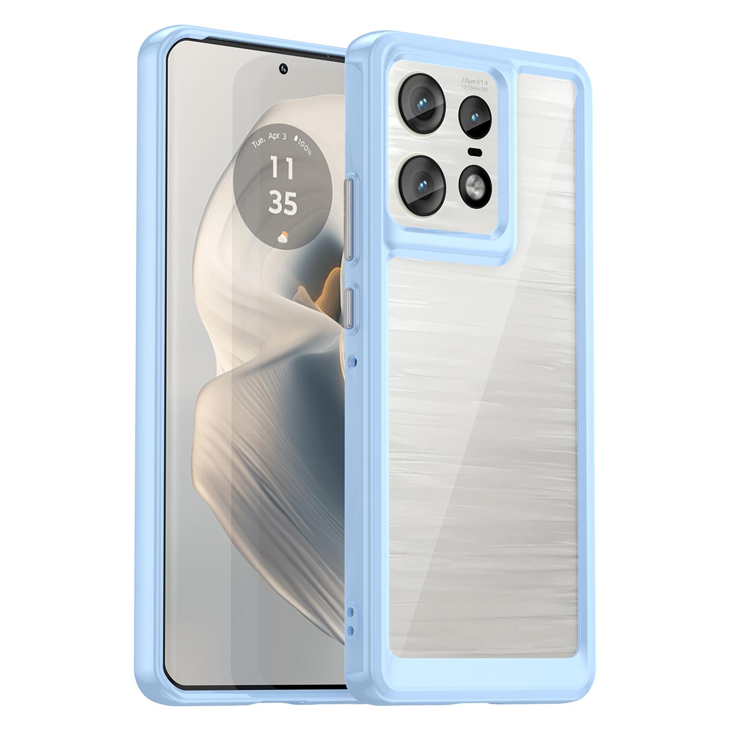 

For Motorola Edge 50 Pro 5G Case TPU Frame+Acrylic Back Hybrid Phone Cover Blue