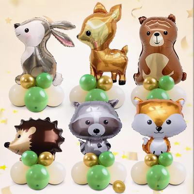 Jungle Animal Balloon Set Rabbit Deer Hedgehog Raccoon Fox Bear Aluminum Film Suitable for Party Decoration