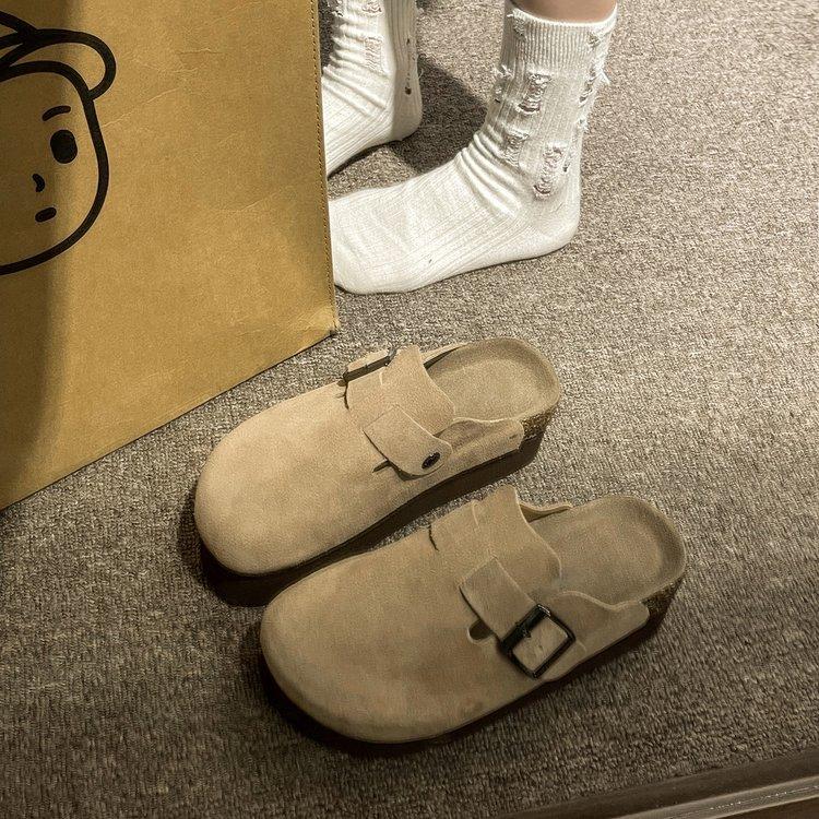 

Обувь Baotou Boken на толстой подошве 6 см новая модель 2025 года с внутренней высотой, для ленивых людей, полутапочки Boken на платформе на одну ногу 35