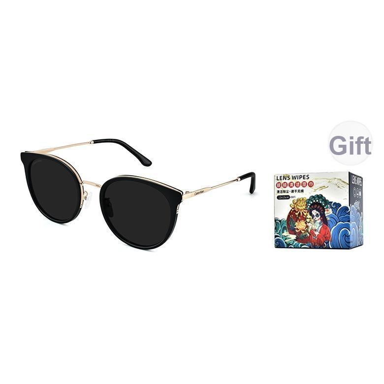 

Calvin Klein Letter Logo Thin Leg Square Sunglasses Unisex sunglasses CK25121SLBK 001-Black/Gold
