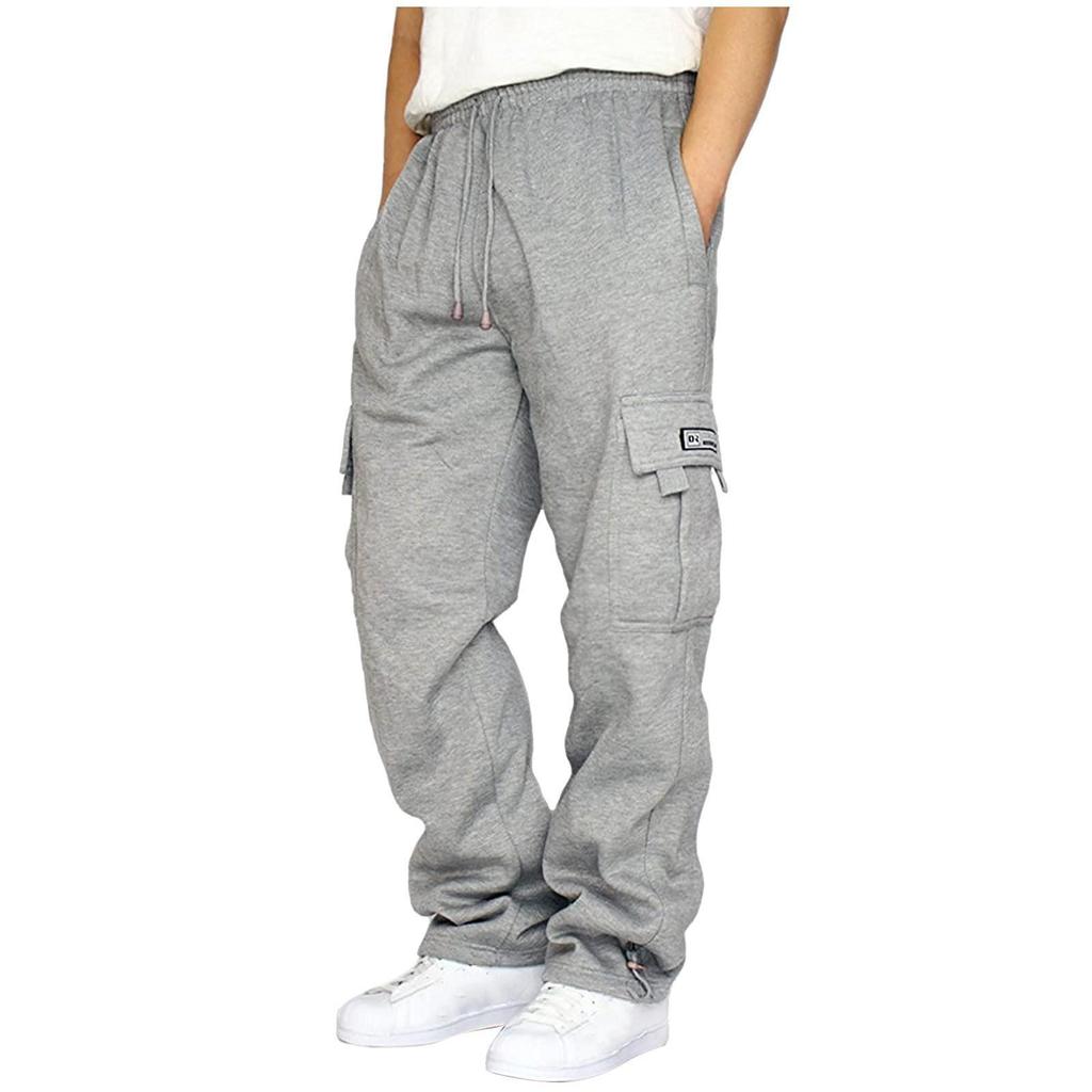 2024 Men's Multi-Pocket Sports Casual Drawstring Trousers with Cuffed Loose Fit