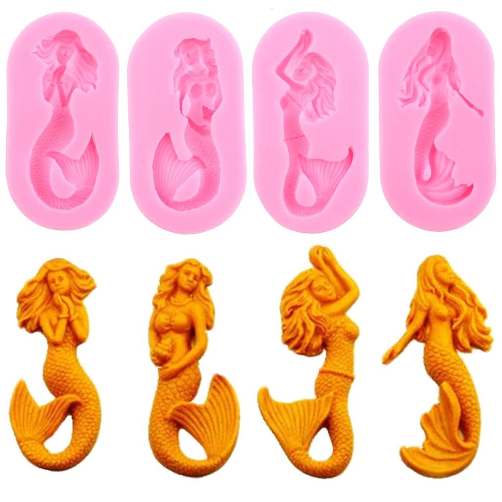 Mermaid Silicone Mold Fondant Cake Decorating Tools Fishtail Chocolate Mould Birthday Wedding Gumpaste Sugarcraft Baking