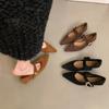 Wedge Heel Retro Pointed Head Shallow Mouth Single Shoes Women's Spring and Autumn Temperament with Skirt Commuting Mary Jane Shoes