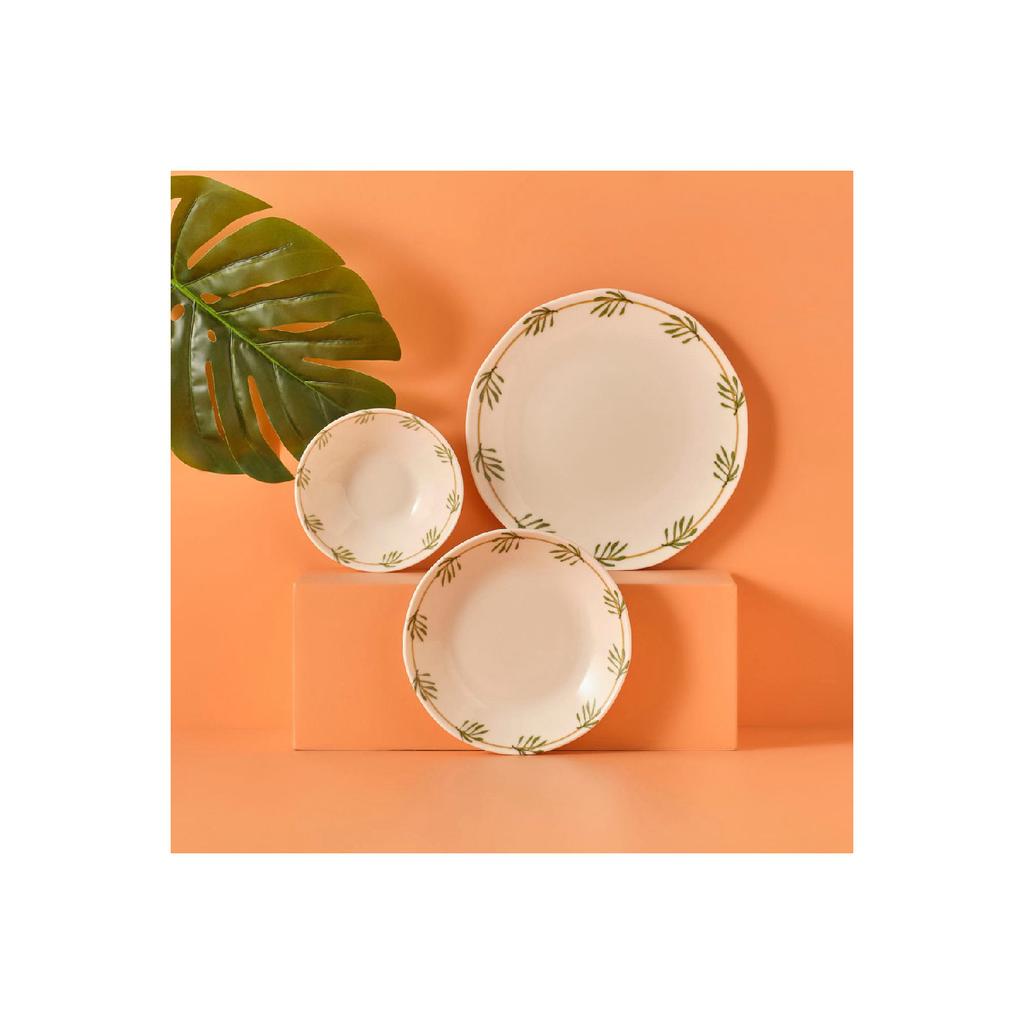 Liona Porcelain 12 Piece Dinner Set For 4 Persons Green