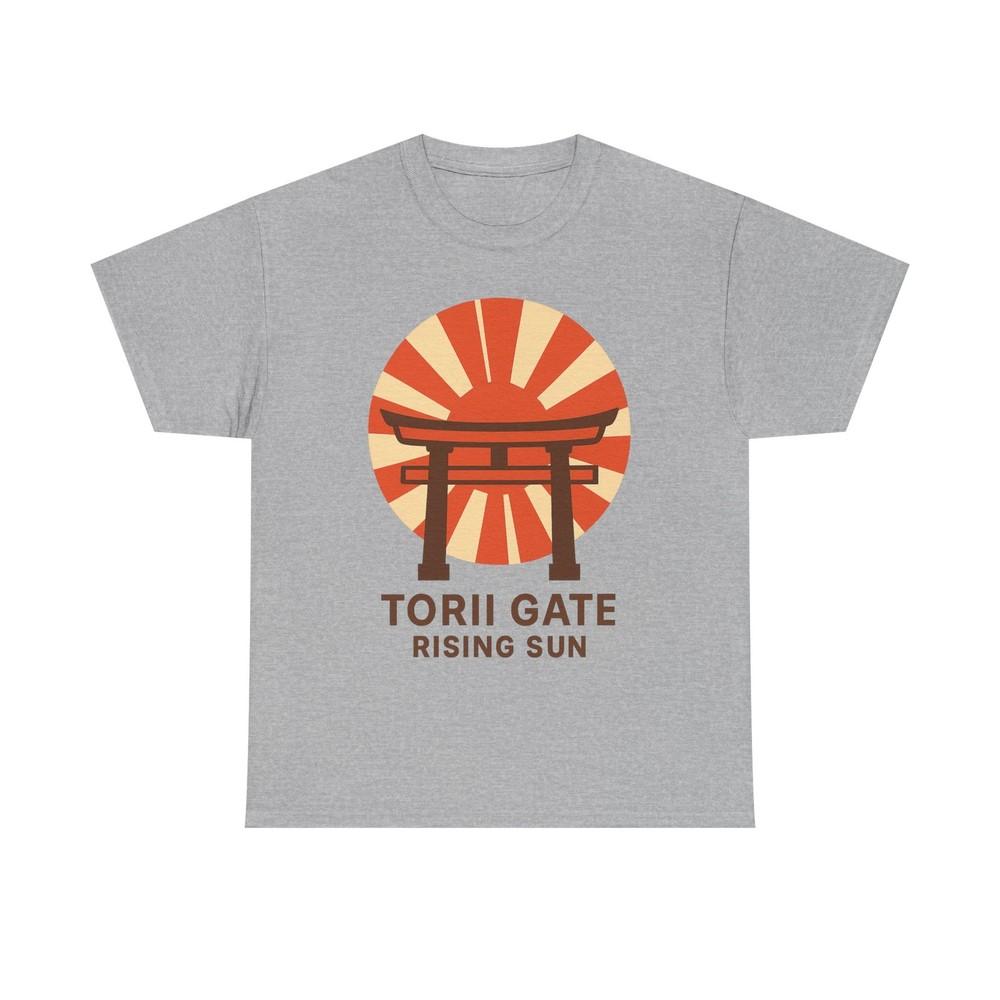 

Japanese Torii Gate Rising Sun Unisex Tee, Japan Travel Shirt Sun Symbol Kimono M