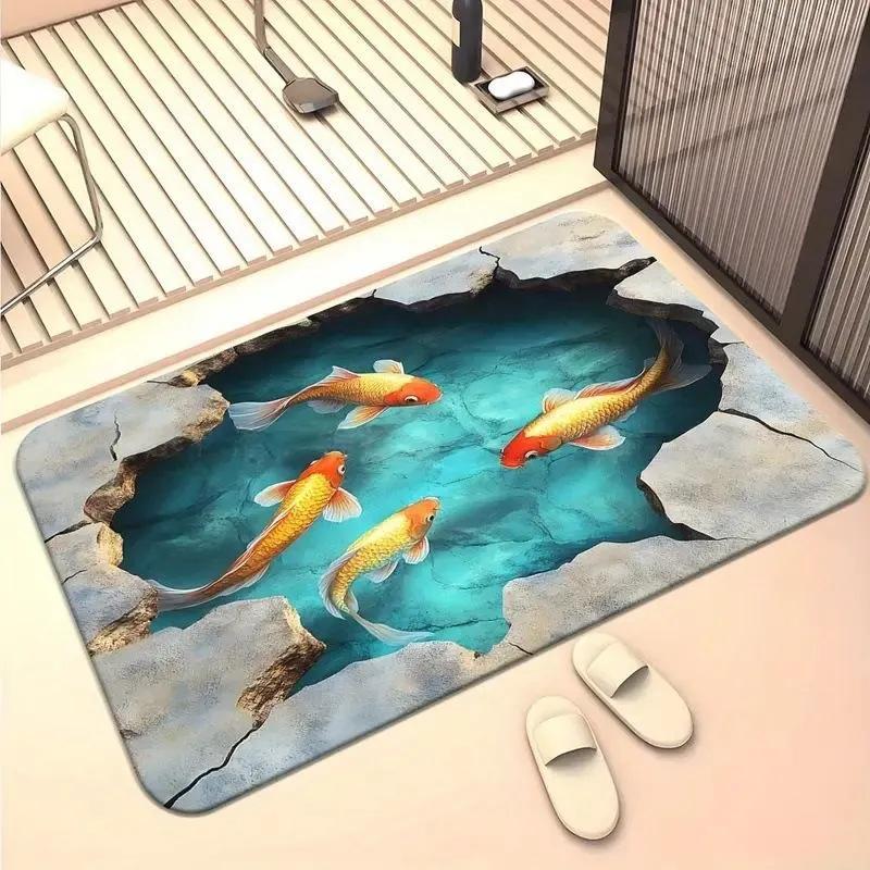American 3D Visual Entryway Wear-resistant Door Mat for Home Bathroom, Anti Slip and Absorbent, Easy To Maintain Floor Mat