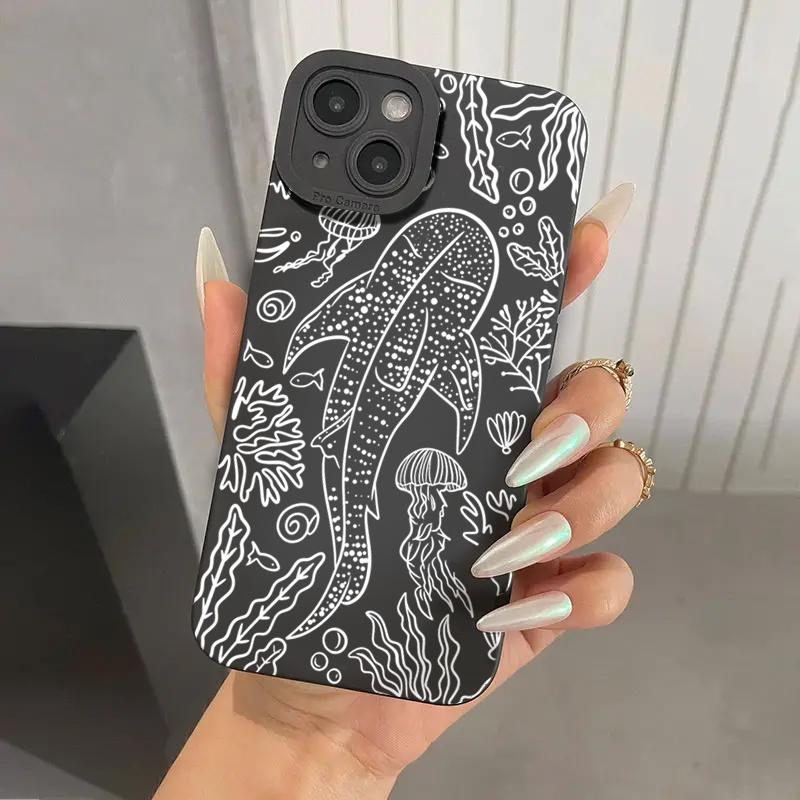 

Мягкий матовый чехол для телефона Акула с черными глазами для Samsung Galaxy S25 Ultra S24 FE S23 S22 Plus A55 A54 A35 A15 4G 5G Ударопрочный чехол Samsung S21