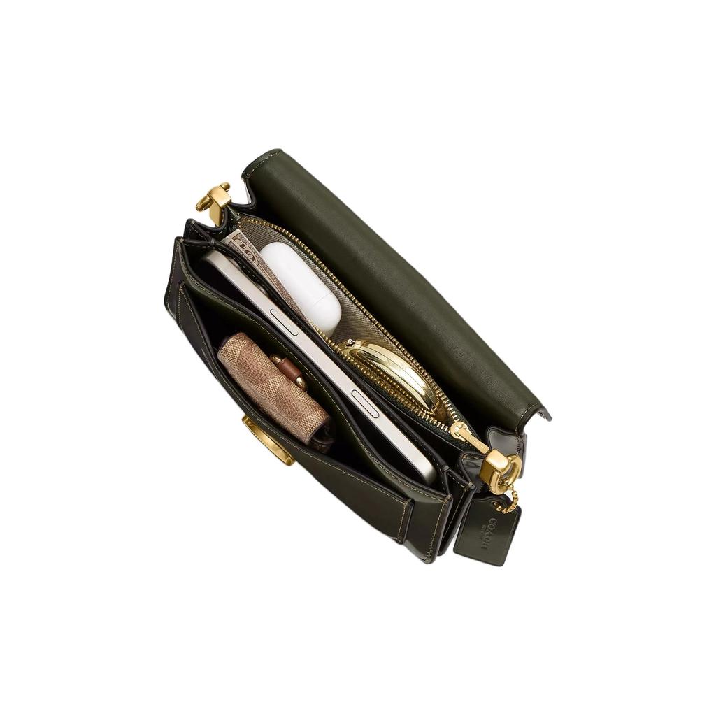 Coach Tabby 20 Metallbesatz Abnehmbarer Schultergurt Leder Schultertasche Kleine Damen Schultertasche Oliv CW632-B4OL