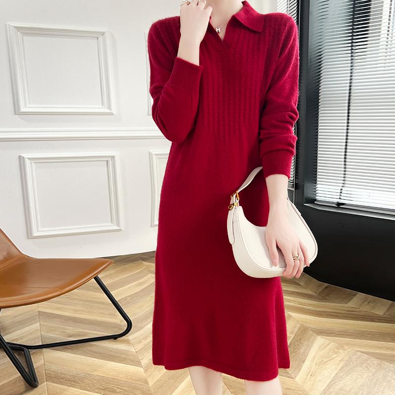 Women's Cashmere Dress Qinghe Cashmere 30% Cashmere 70% Wool Autumn and Winter Cashmere Skirt Soft and Warm