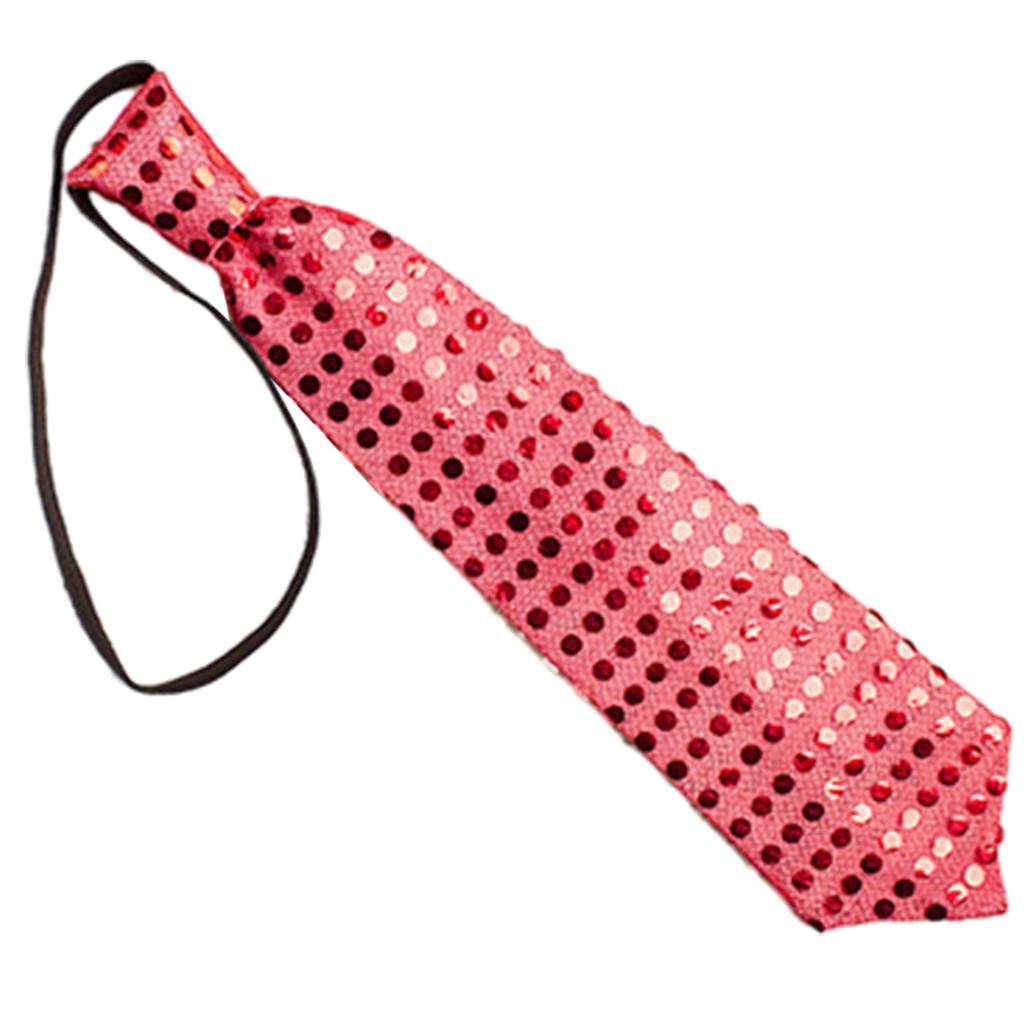 Electric LED Light Up Shinning Sequins Tie Luminous Glitter Paillette Necktie Pre-Tied Neck Wear Party Club Neckwear