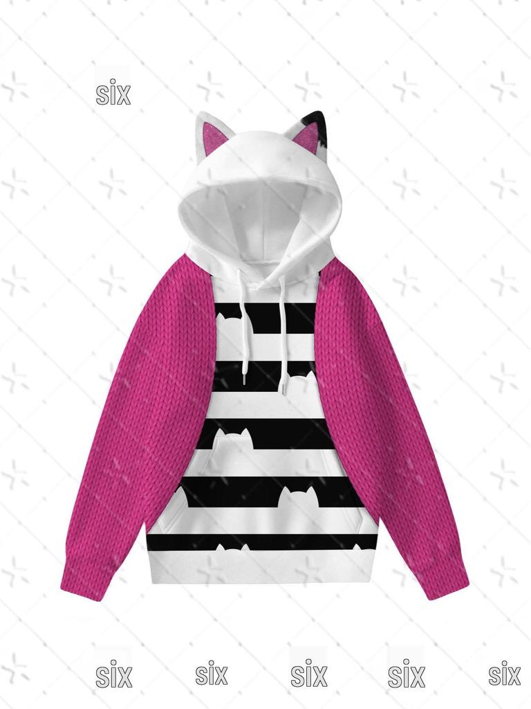 Bluza z kapturem z kocimi uszami Gabby's Dollhouse - Modna kurtka w paski