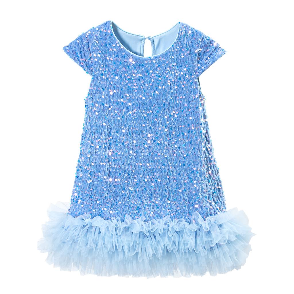 Pailletten Mädchenkleid Kinder Flauschig Geburtstag Formell Abschlussballkleider Abendkleid für Sommer Prinzessin Mädchen Kostüme