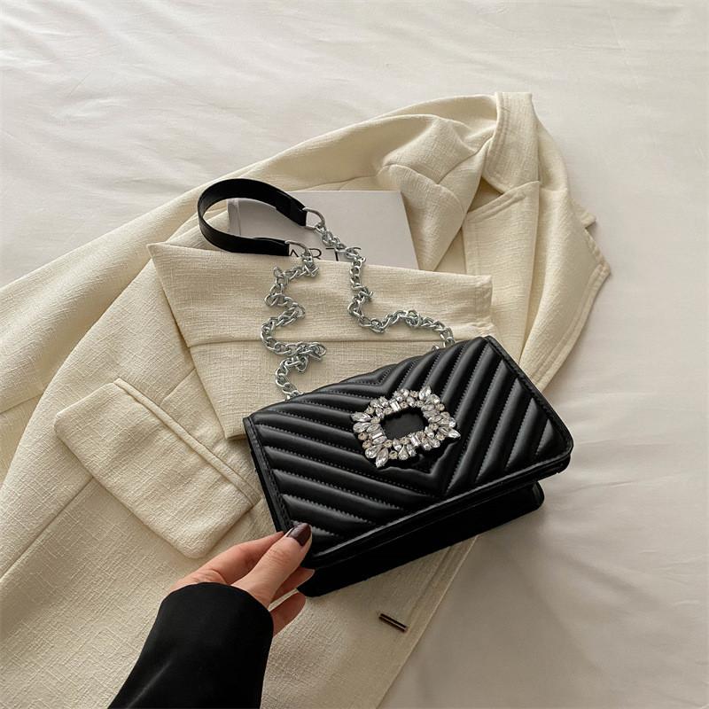 Elegant White And Black Womens Street Style Crossbody Small Square Bag With Soft Pu Material