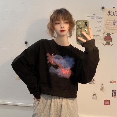 Short sweater women's loose Korean version new spring and autumn thin Japanese vintage long-sleeved tops and clothes trendy ins
