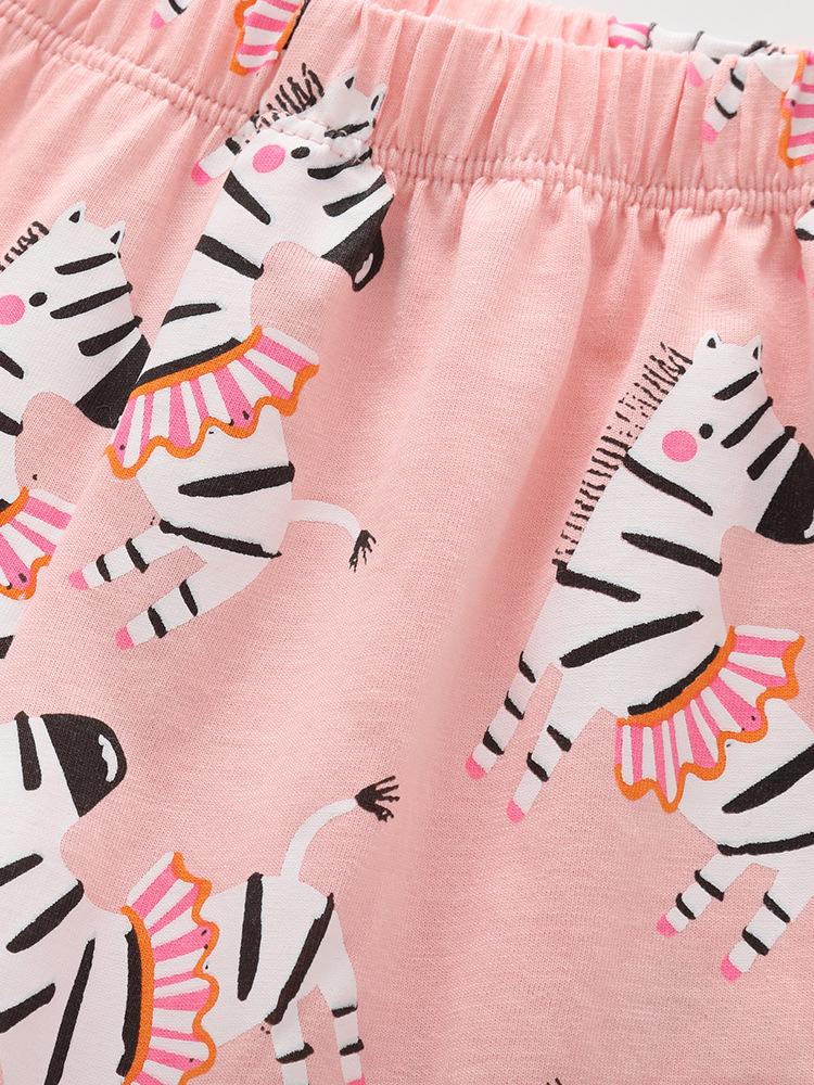 Malwee Girls' Summer Pajama Set: European & American Style, Short Sleeve Top with Elastic Waist Pants