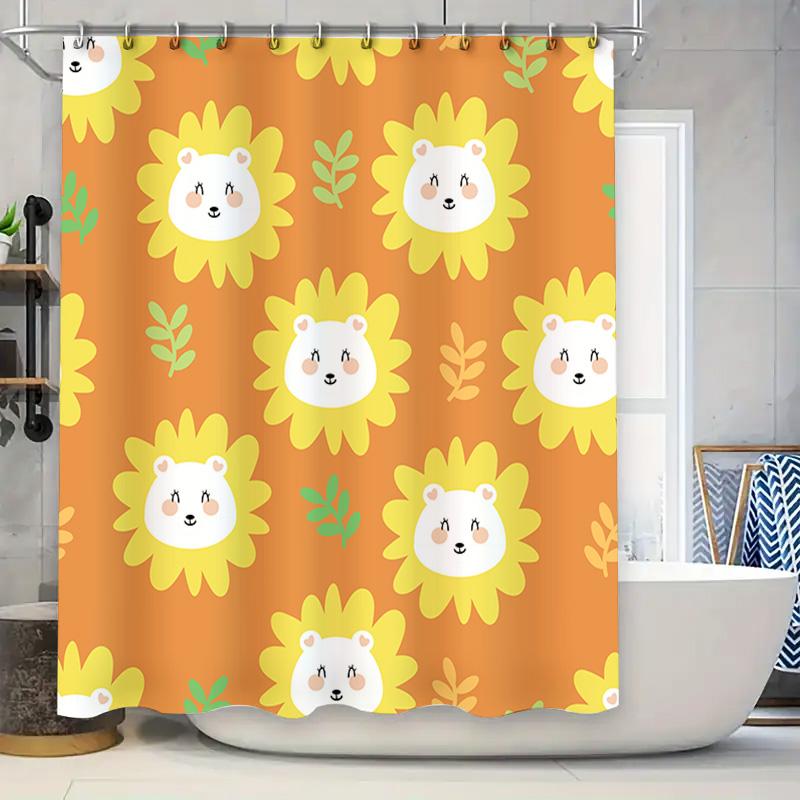 

Vibrant Animal Print Shower Curtain For Bathroom Decoration Sunflower Bear Design In Multiple Sizes W60H190(CM)-1 Pcs