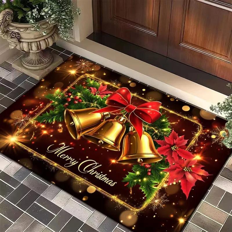 Christmas Santa Gifts Entrance Welcome Door Mat Non-slip Indoor Home Decor Foot Rug for Living Room Porch