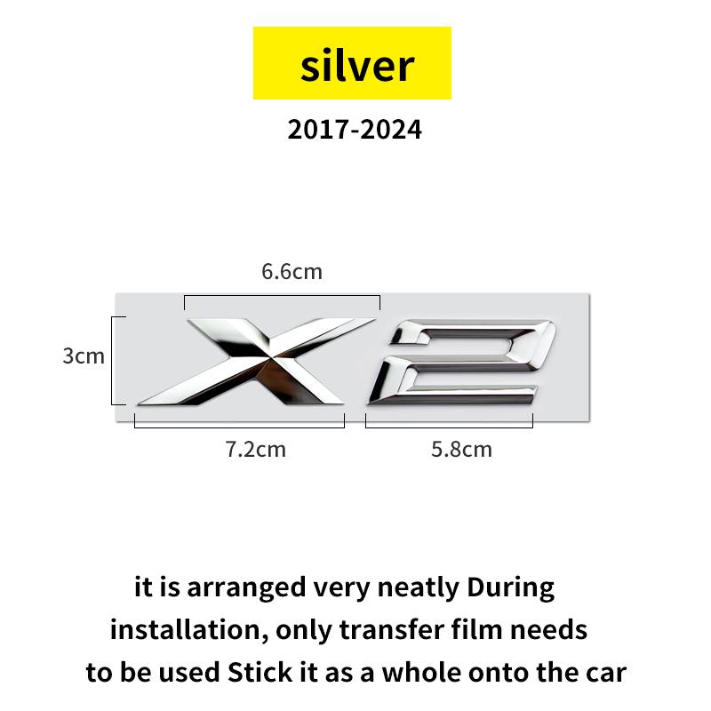 Suitable for BMW X1 X2 X3 X4 X5 X6 X7 F49 U12 F39 G08 G18 F15 F25 F26 G01 G02 G05 G06 G07  and Tail Letters Silver Black
