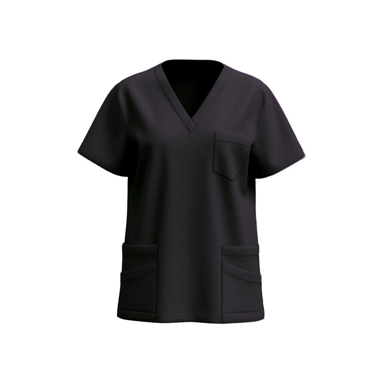 

Women s V-neck Short-sleeve Workwear With Pockets For Healthcare Staff L чёрный