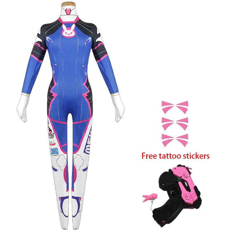 Dva Cosplay Costume Bodysuit Zenti Game Women Sexy Adult Jumpsuits Dva Wig Toy Gun Earphone Halloween Party Costumes Clothing