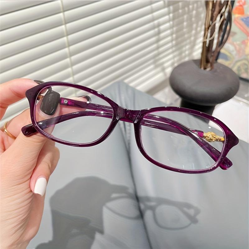 1 Pair Fashion Trend Oval Full Rim Non-Prescription Blue Light Blocking Glasses Metal Frame with PC Lenses