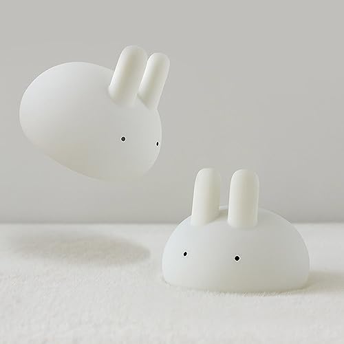 moin moin Electric Rabbit Lamp, Silicone, White, Warm White, Warm White, Orange, LED Light, Adjustable Brightness, Sleep Timer, Bedside Night Lamp, To