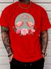 Unisex Black Crew Neck Tee Twin Flamingo Rose Floral Print Loose Oversized Short Sleeve Unisexs Summer Streetwear Casual Basic Top