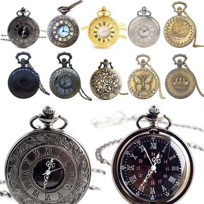 Hombres Vintage Cuarzo Fob Relojes Steampunk Reloj de bolsillo Bolsillo