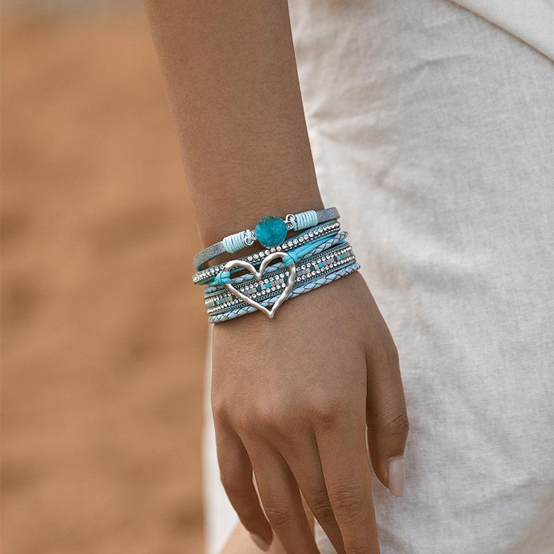 Braccialetto dell'amore bohémien multistrato europeo e americano – Gioiello alla moda regalo per ragazze