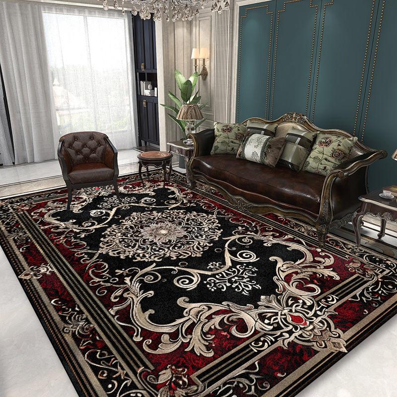 European Style Luxury Carpet for Living Room Decoration Black Printing Sofa Area Rugs 200x300 Home Non-slip Bedroom Floor Mats